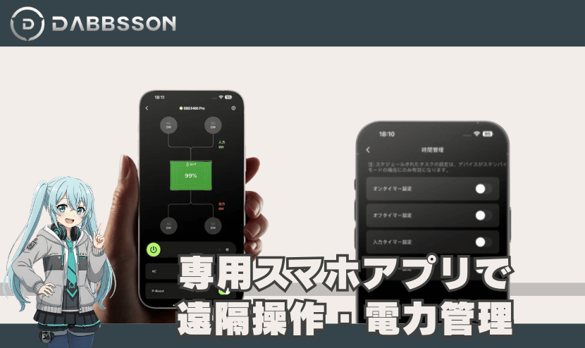 専用スマホアプリで遠隔操作・電力管理