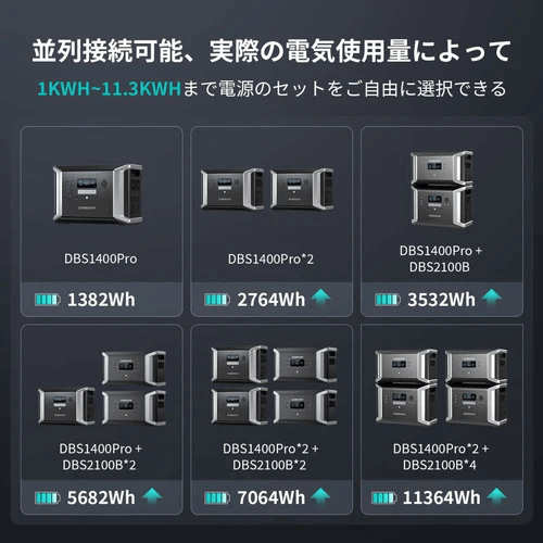 DBS1400 Proの拡張性能・並列接続との製品の組み合わせ