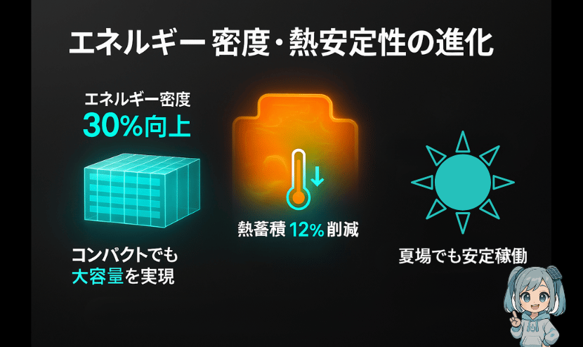 エネルギー密度・熱安定性の進化