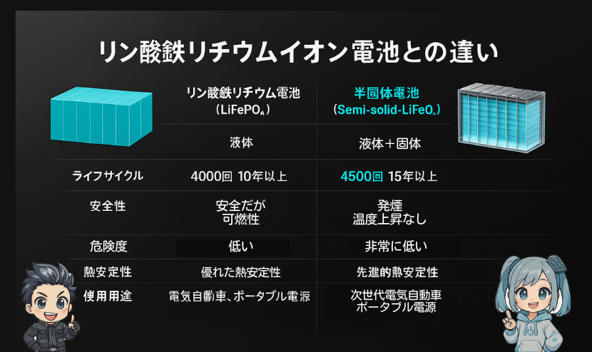 リン酸鉄リチウムイオン電池との違い
