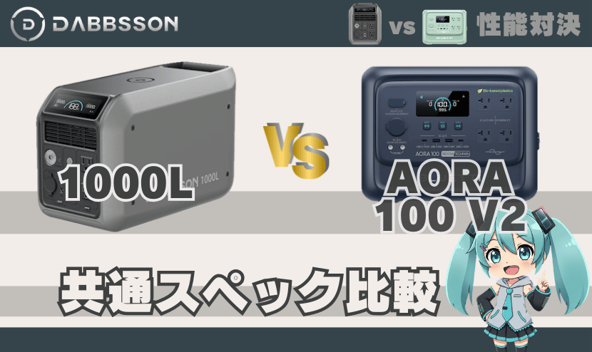 ダブソン1000Lとブルーティ AORA 100 V2｜共通スペック比較