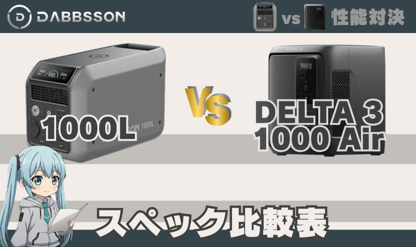 ダブソン1000LとエコフローDELTA3 1000 Air｜スペック比較表