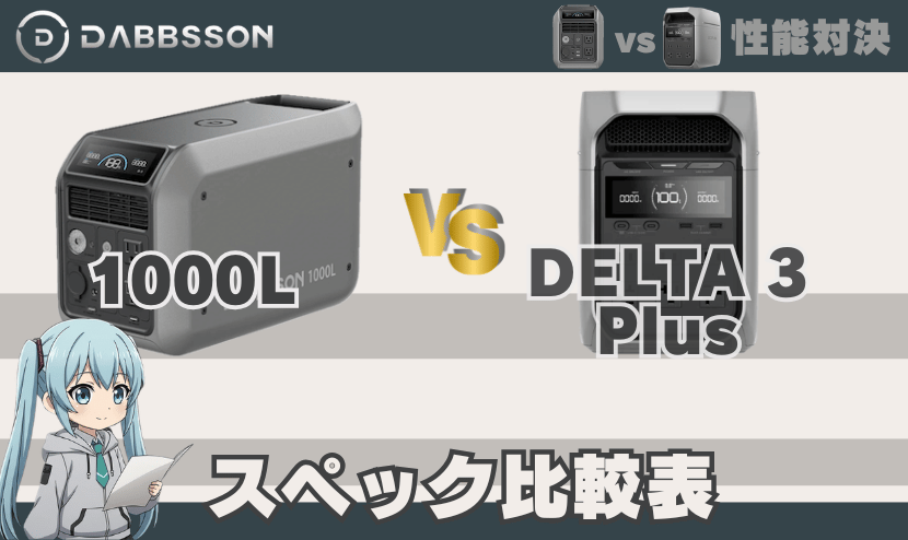 ダブソン1000LとエコフローDELTA3Plus｜スペック比較表