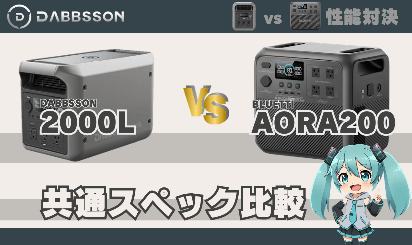 ダブソン2000Lとブルーティ AORA200｜共通スペック比較