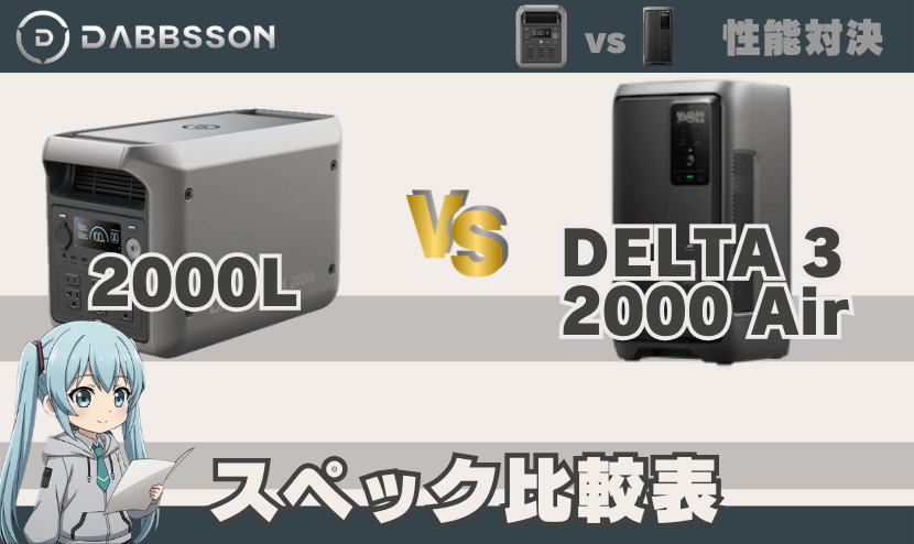 ダブソン2000LとエコフローDELTA3 2000 Air｜スペック比較表