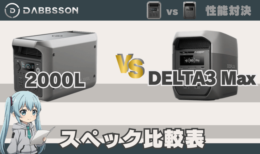 ダブソン2000LとエコフローDELTA3Max｜スペック比較表