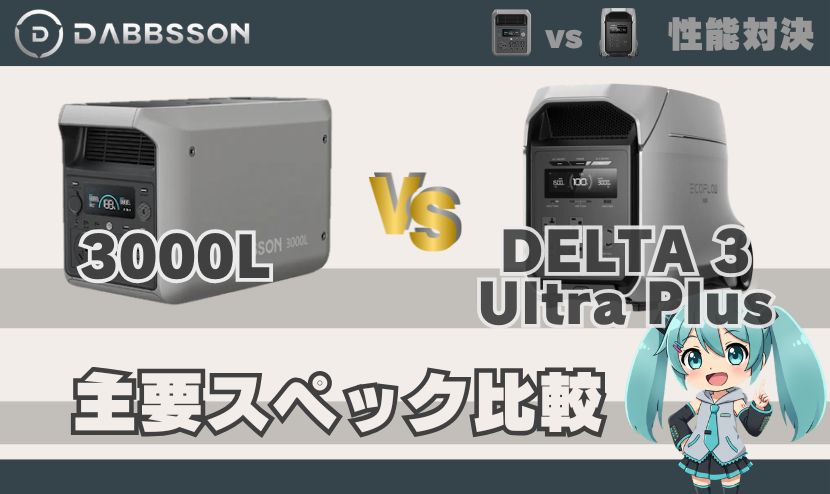 ダブソン3000Lとエコフロー DELTA 3 Ultra Plus｜主要スペック比較