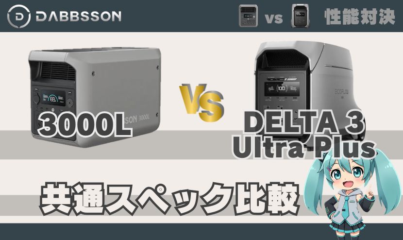 ダブソン3000Lとエコフロー DELTA 3 Ultra Plus｜共通スペック比較