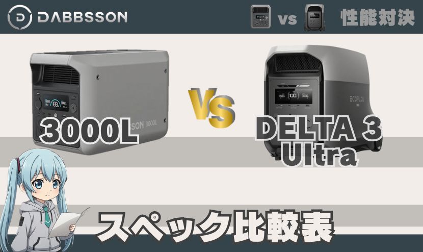 ダブソン3000Lとエコフロー DELTA 3 Ultra｜スペック比較表