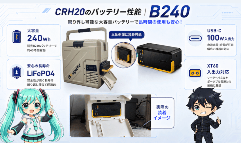 CRH20のバッテリー性能｜B240