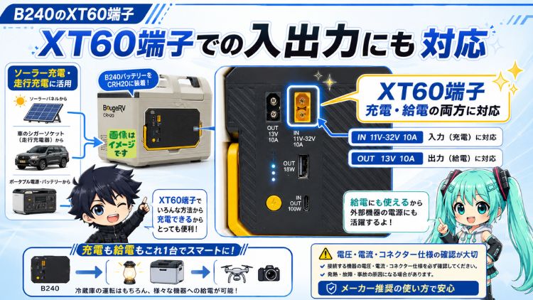 XT60端子での入出力にも対応