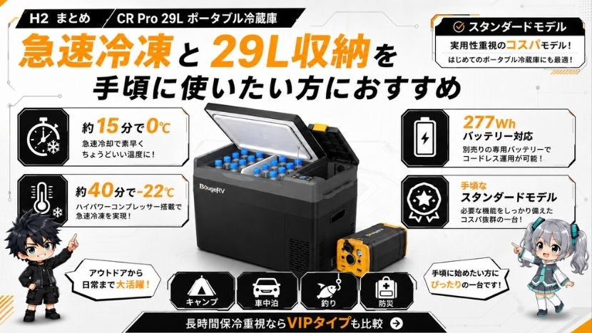 まとめ｜急速冷凍と29L収納を手頃に使いたい方におすすめ
