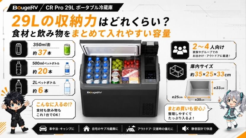 29Lの収納力はどれくらい？食材と飲み物をまとめて入れやすい容量