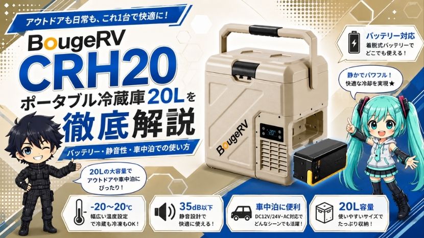BougeRV CRH20 ポータブル冷蔵庫20Lを徹底解説｜バッテリー・静音性・車中泊での使い方