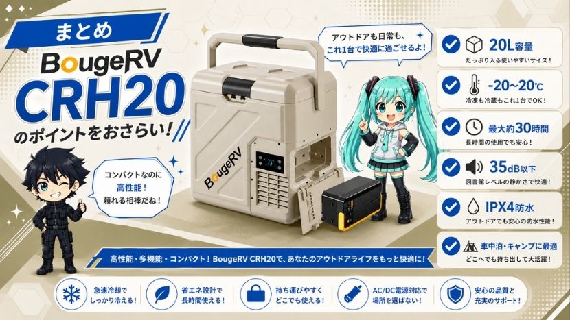 BougeRV CRH20 ポータブル冷蔵庫20L｜まとめ